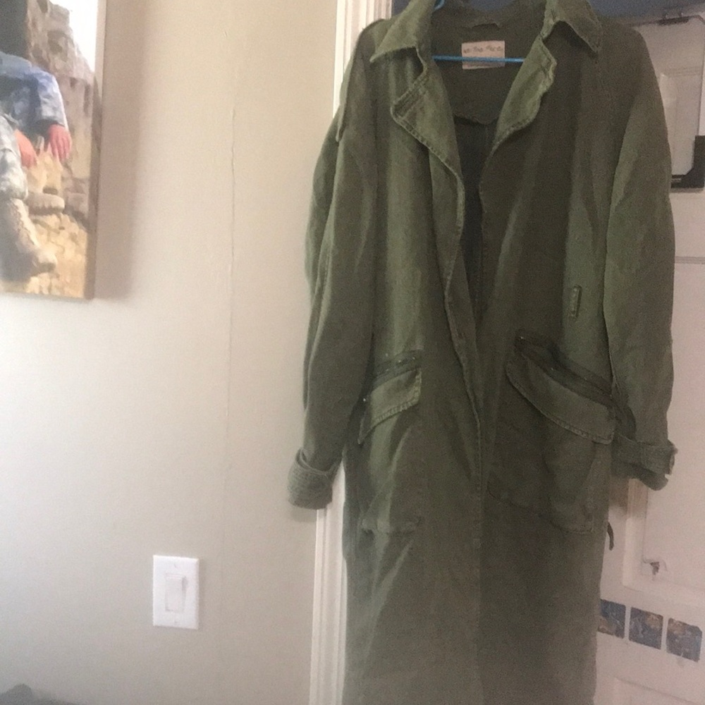 Army green trench coat